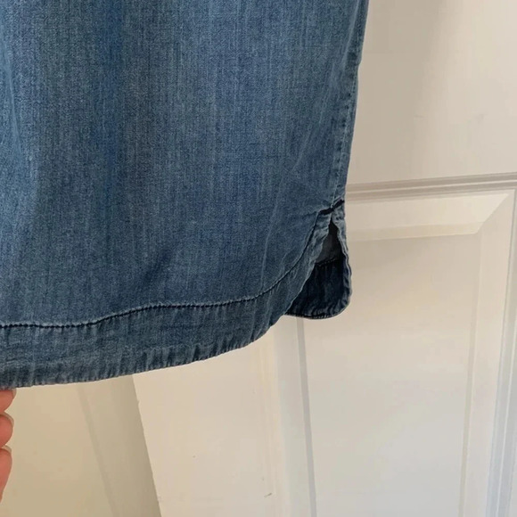 Calvin Klein Chambray Shirt Dress 100% Cotton Button Up Blue Quarter Sleeve Med - Picture 4 of 14